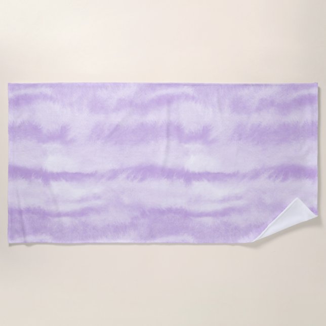 Toalha De Praia Efeito de Tinta Lavanda Pastel com Efeito de Aquar (Frente)