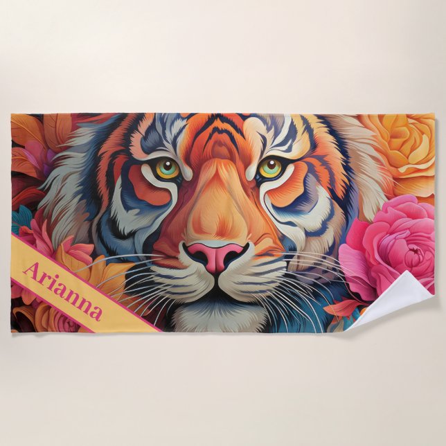 Toalha De Praia Elegância feroz: A Arte da Força (Frente)