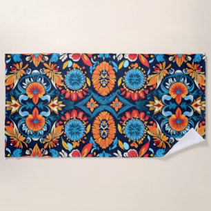 Toalha De Praia Elegância Floral Boho Colorida: Mandala Vibrante