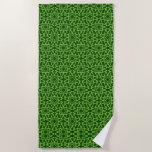 Toalha De Praia  Elegant Green Geometric Patterns<br><div class="desc">Green geometric pattern with interlocking star and diamond shapes on a dark green background. The design is intricate and symmetrical,  conveying harmony.</div>