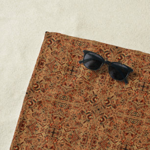 Toalha De Praia Elegante Aztec Brown Pattern