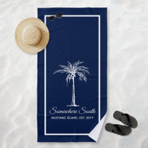 Elegante Azul Marinho Branco Palmeira Personalizad