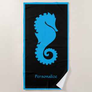 Toalha De Praia Elegante Blue Seacavalo Ocean Beach Personalizado