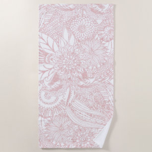 Toalha De Praia Elegante faux rosa gold floral mandala design