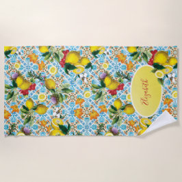 Toalha De Praia Elegante Lemon Monogrammed