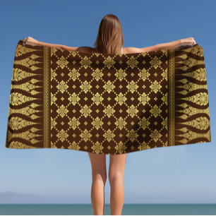 Toalha De Praia Elegante luxo Dourado e castanho