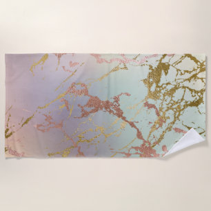 Toalha De Praia Elegante Marble Beige Mint Sage Green Rosa Doura