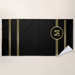 Toalha De Praia Elegante monograma personalizado em ouro sobre pre