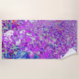 Toalha De Praia Elegante Roxo e Blue Limelight Hydrangea