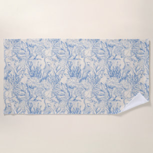 Toalha De Praia Elegante toile azul oceânica