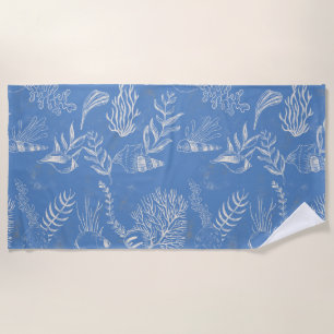 Toalha De Praia Elegante toile azul oceano