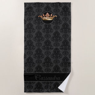 Toalha De Praia Elegante, Vintage, Damasco Vitoriano Personalizado