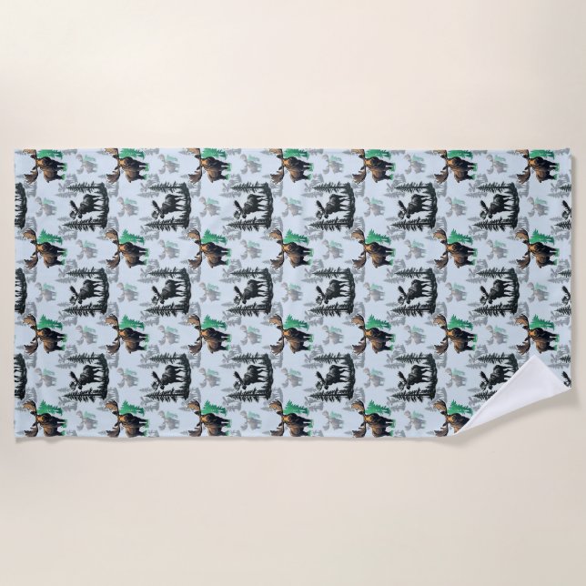 Toalha De Praia Elk Moose Antlers Deer Pattern Design (Frente)
