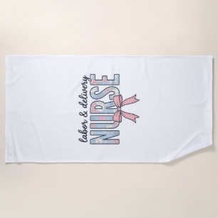 Toalha De Praia Enfermeira de Trabalho e Parto Laço Floral Camisa