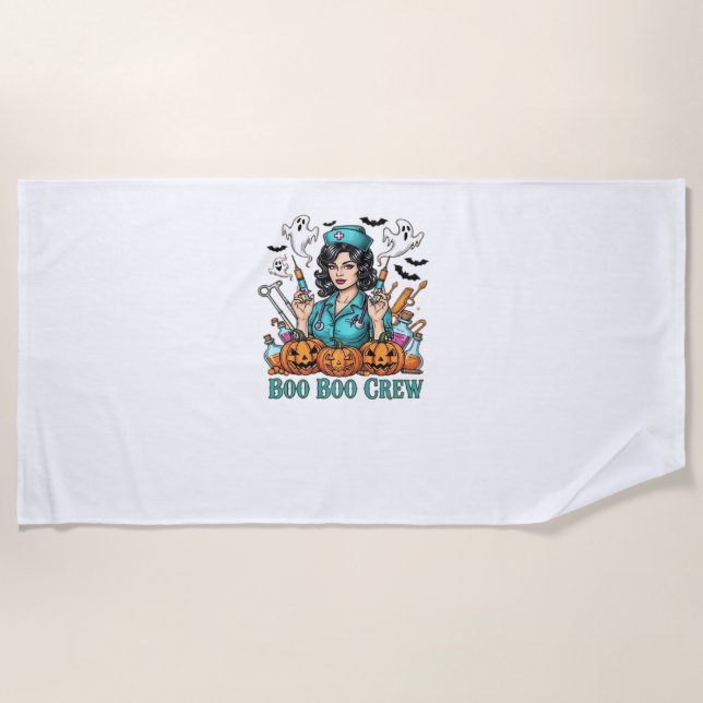 Toalha De Praia Enfermeira do Boo Boo Crew com Seringas e Pum (Frente)