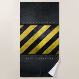 Toalha De Praia Engenheiro de Construção de faixas de perigo amare