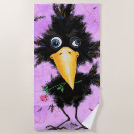 Toalha De Praia Engraçado Beach Towels Pássaro Romântico com Rosa