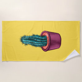 Toalha De Praia Engraçado Cactus Pote Amarelo Trippy Psychedelic