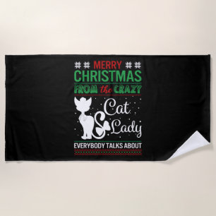 Toalha De Praia Engraçado Gato Louco Senhora Natal Feia