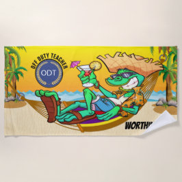 Toalha De Praia Engraçado Iguana School / Teacher Beach Towel