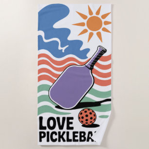 Toalha De Praia Engraçado Pickleball AMA PICKLEBALL! Sun Court