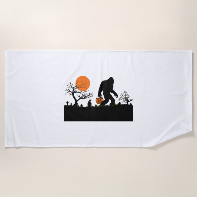 Toalha De Praia Engraçado Sasquatch Bigfoot Halloween (Frente)