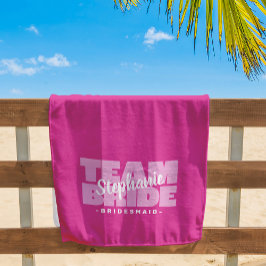 Toalha De Praia Equipe da Noiva Dama de Honra Casamento Chic Rosa