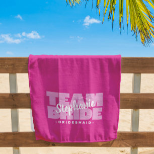 Toalha De Praia Equipe da Noiva Dama de Honra Casamento Chic Rosa