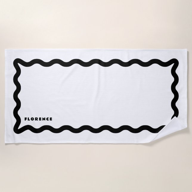 Toalha De Praia Esboço Preto e Branco com Texto (Frente)