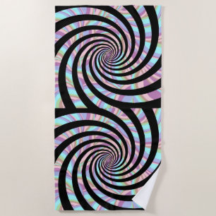 Toalha De Praia Espirais multicolores em mesmerização - preto bg