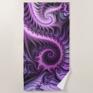 Toalha De Praia Espiral De Arte Fractal, Roxal, Rosa-Legal, vívida