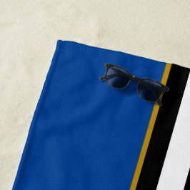 Toalha De Praia Esportivo Campo Verde Azul Preto Branco Listras de