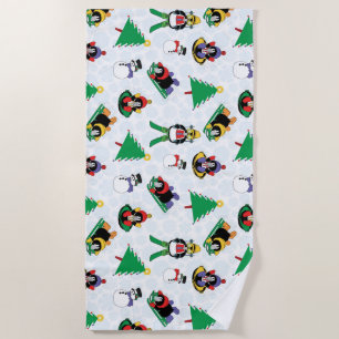 Toalha De Praia Esqui de pinguim de Natal