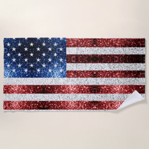 Toalha De Praia Estados Unidos: bandeira azul-vermelho brilha