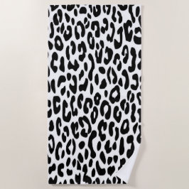 Toalha De Praia Estampa Clássica de Leopardo Preto e Branco