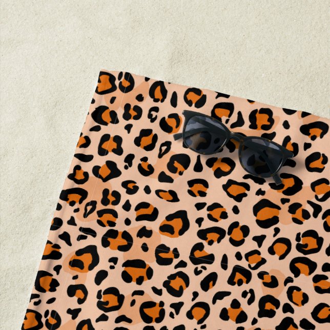 Toalha De Praia Estampa de leopardo laranja e marrom (In Situ)