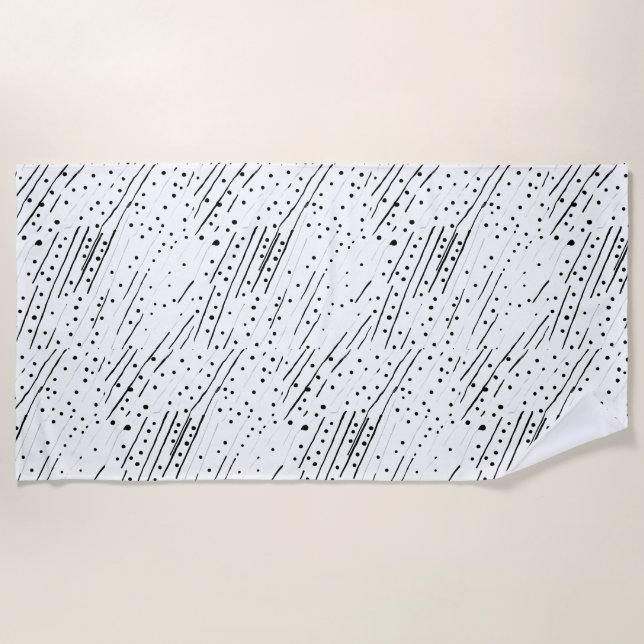 Toalha De Praia Estampas ou bolinhas pretas, brancas, de cinza (Frente)