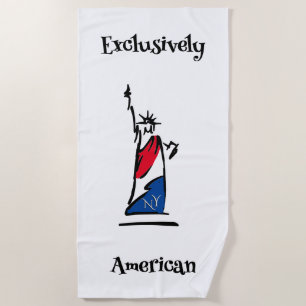 Toalha De Praia Estátua de Texto Personalizada da Liberty Lady Lib