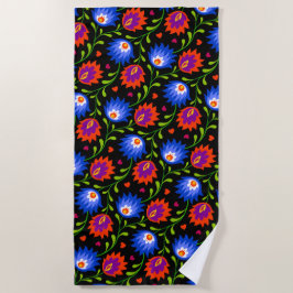 Toalha De Praia Estilo Colorido Mexicano Padrão Floral Negrito Ele