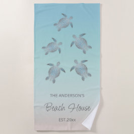 Toalha De Praia Estilo de Praia das Tartarugas Prateadas