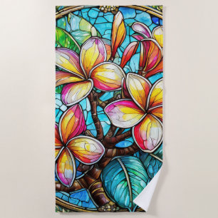 Toalha De Praia Estilo de vidro com escamas de plumeria