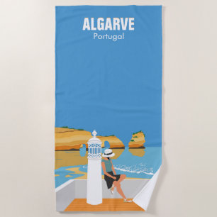 Toalha De Praia Estilo de vintagem da viagem da menina de praia do