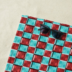 Toalha De Praia Estilo do Diner Cortado Verifica Padrão de Arte Re