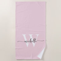Estilo Moderno Nome Monograma Rosa Bege Script