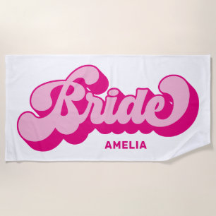 Toalha De Praia Estilo Retro Rosa Quente Fim de Semana de Despedid