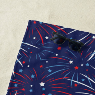 Toalha De Praia Estrelas azuis brancas vermelhas dos