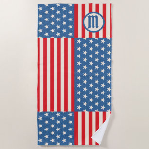 Toalha De Praia Estrelas e Stripes Bandeira Patriótica Beach Towel