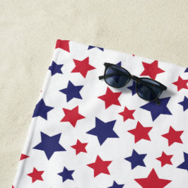 Toalha De Praia Estrelas Vermelhas e Azuis, 4 de Julho, Fundo Bran