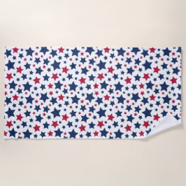 Toalha De Praia Estrelas Vermelhas e Azuis - Padrão de bandeira Am