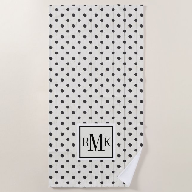 Toalha De Praia Etapa simples três dos sinais do monograma | (Frente)